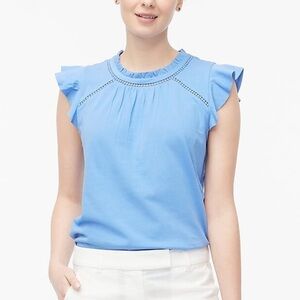 J. Crew Women's blue ruffle shirt